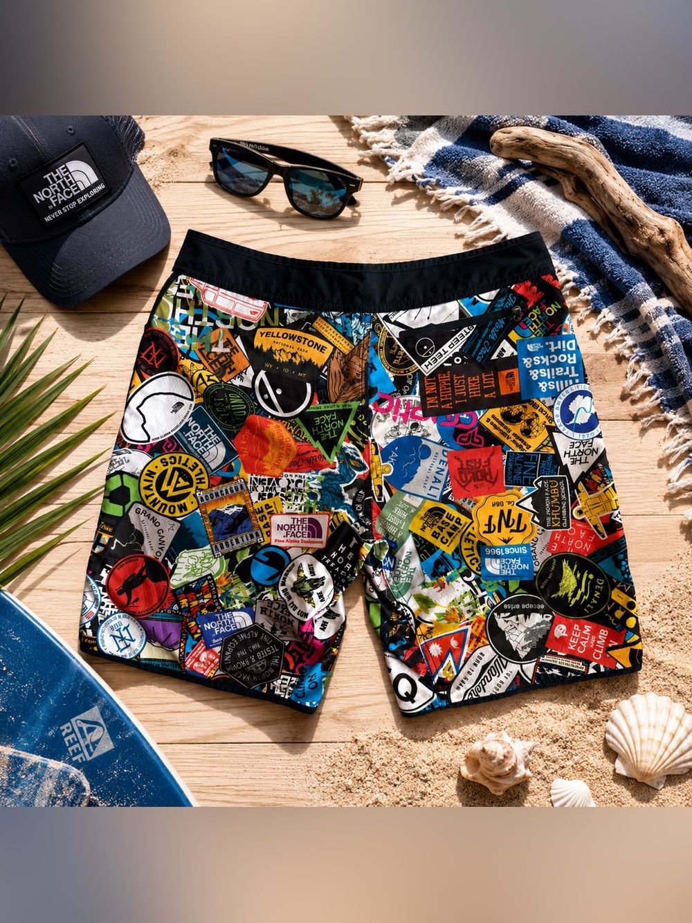The North Face Men’s Sticker Print Board Shorts Swim Trunks Size 32